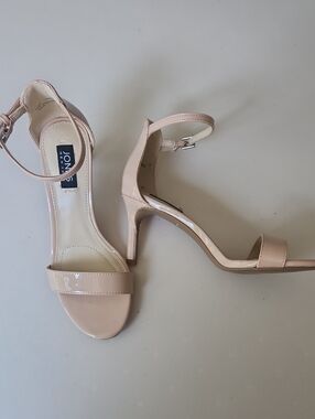 Jones New York Blush Nude Patent Ankle-Strap Heels
